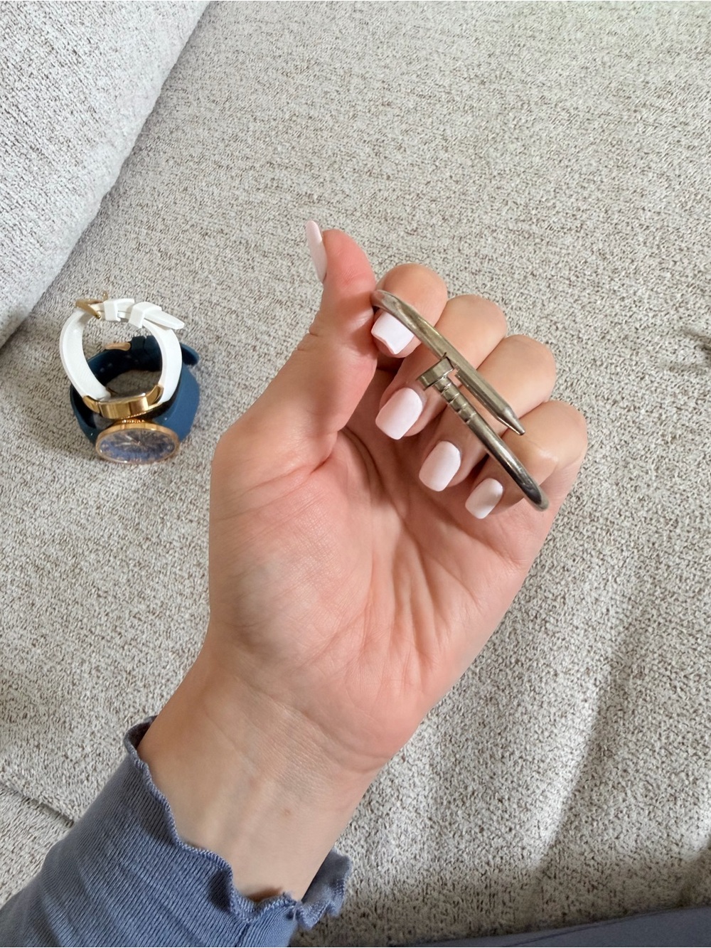 Silver Nail-Shaped Bypass Ring - Women Accessories
